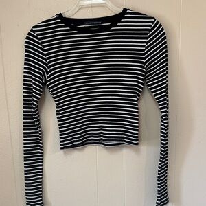 Brandy Melville Black and White Striped Long Sleeve Tee